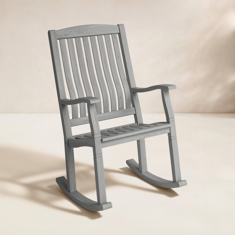 Adina Teak Outdoor Rocking Chair, Gris patiné