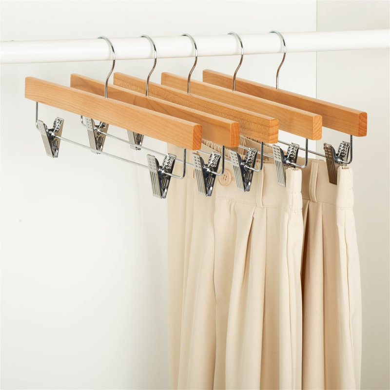 Baho Manufactured Wood Hangers With Clips, Brown