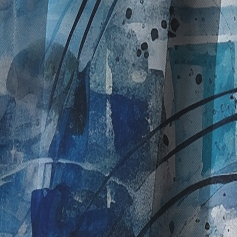 Blue and Cream Shapes Unleashed - Peinture - Rideau occultant abstrait - 1 panneau, L 52 po x L 95 po