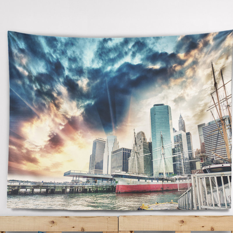 Tapisserie paysage urbain de Manhattan, H 32 po x l 39 po