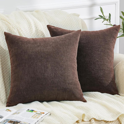 Ensemble de housses de coussin décoratives carrées décoratives de 2 coussins en chenille super doux pour salon, housse de coussin de canapé de chambre à coucher sans insert