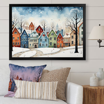 Multicolor Frosty City In Winter I - Winter Landscape, art mural
