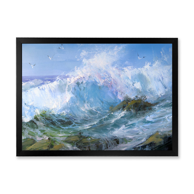 Warm Surf Waves - Reproduction de photo sur toile, Cadre noir, H 8 po x l 12 po x P 1 po