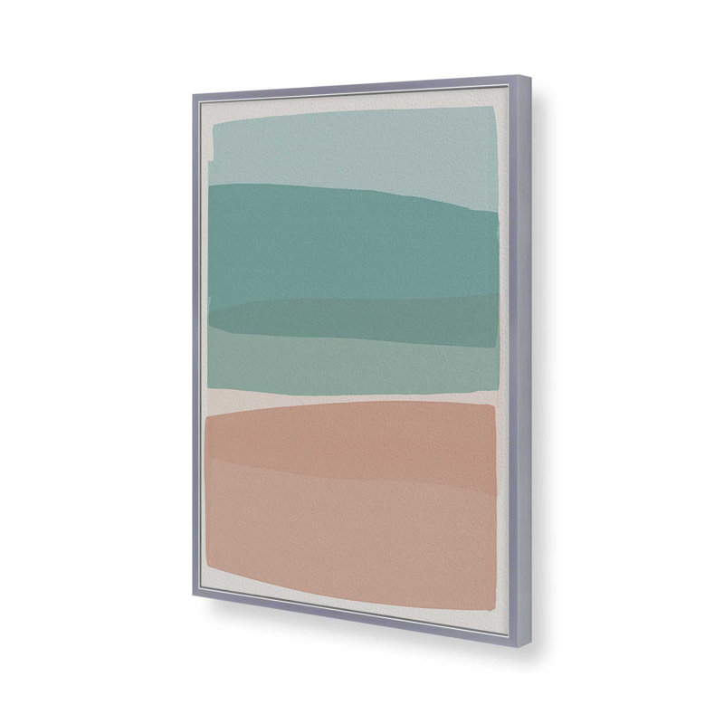 Reproduction d'art moderne sur toile turquoise et rose moderne par Garima Dhawan, Argent argent, H 32 po x l 24 po