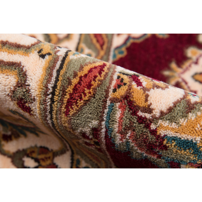 Tapis oriental en laine bourgogne / beige Forrestal, Tapis de couloir 2 pi 6 po x 8 pi