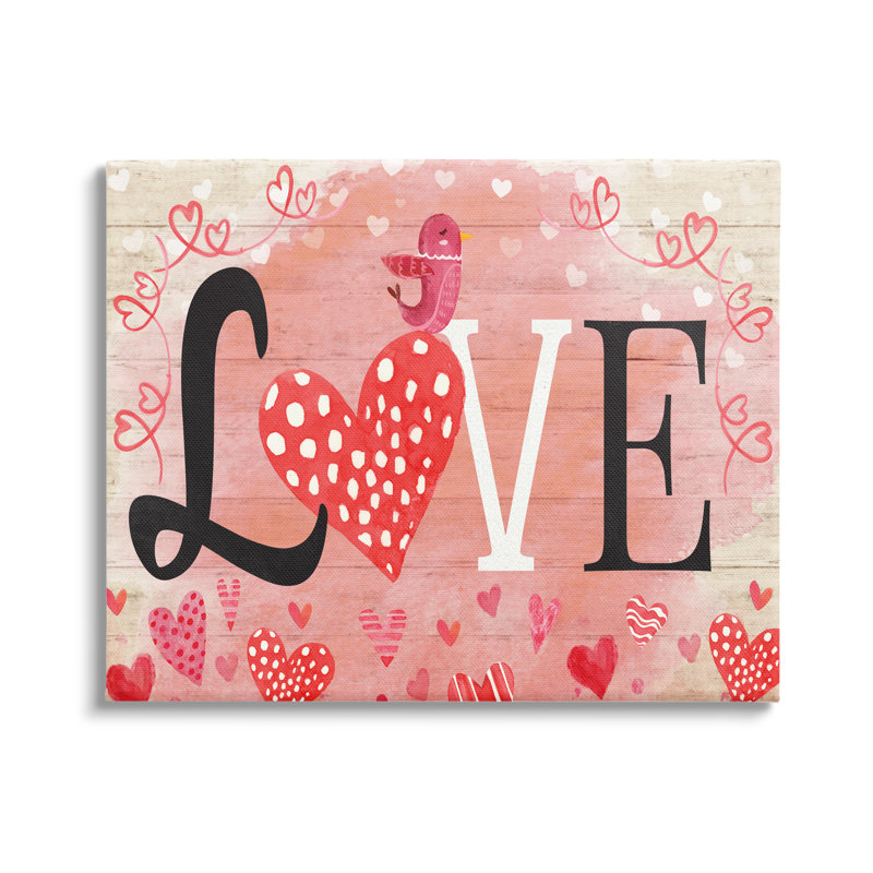 «Romantic Love», Art graphique sur toile tendue, H 16 po x l 20 po x P 1,5 po