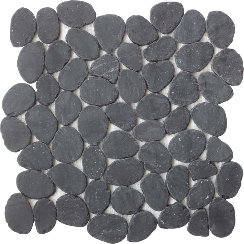 Carreau de mosaïque pour mur et plancher en pierre naturelle Hawaii 12 "x 12", Gris anthracite