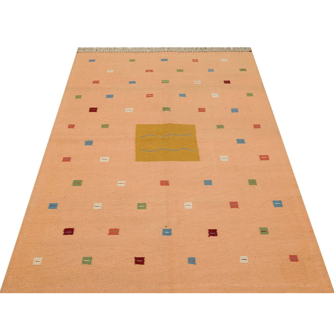 Kilim Beige Geometric Wool Handmade Area Rug