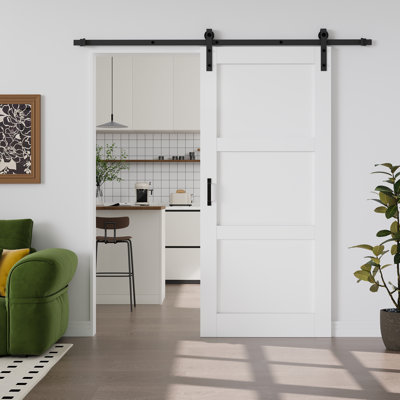 𝗣𝗿𝗲-𝗮𝘀𝘀𝗲𝗺𝗯𝗹𝗲𝗱 𝗗𝗼𝗼𝗿 𝗣𝗮𝗻𝗲𝗹,  Solid Manufactured Wood Sliding Barn Door with Hardware Kit