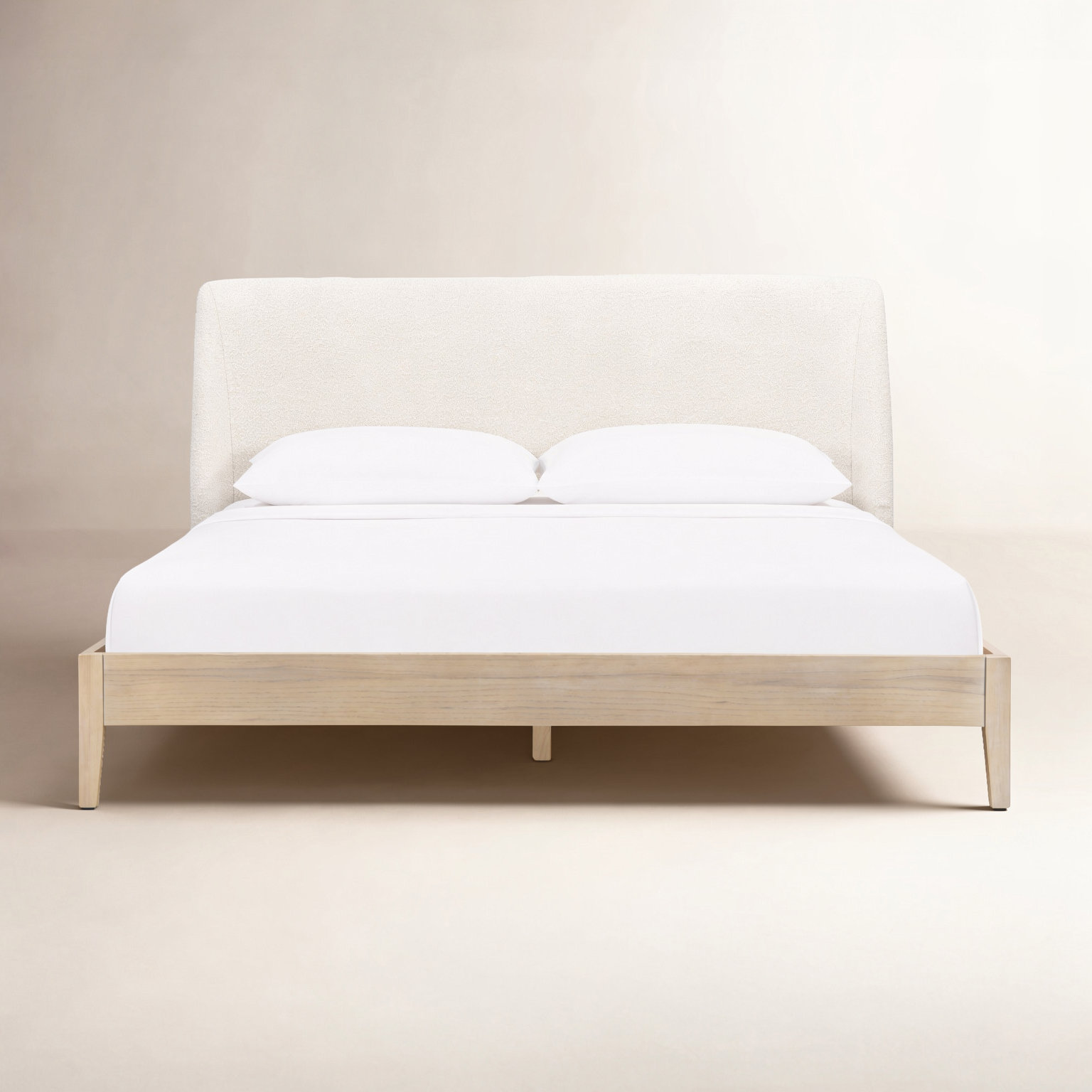 Cloey Upholstered Wingback Bed, Ivory Boucle, King