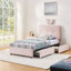Lit tapissier en tissu pour enfants avec tête de lit surdimensionnée pour oreilles de lapin, lumières DEL et 4 tiroirs de rangement, Boucle-650530822-650530827