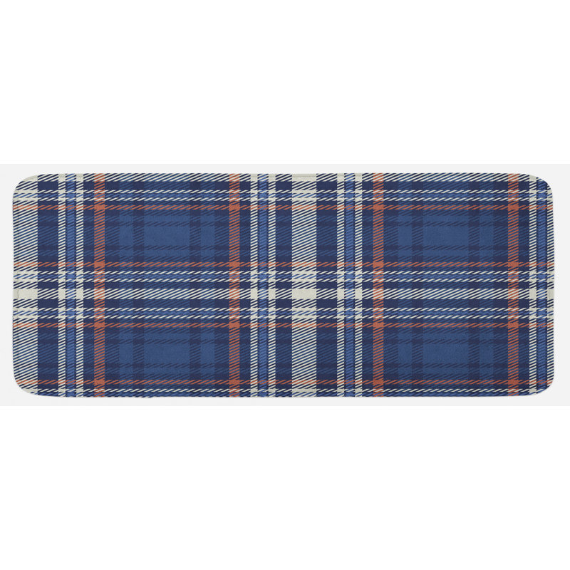 Tapis de cuisine à rayures abstraites de style celtique à rayures, bleu cannelle