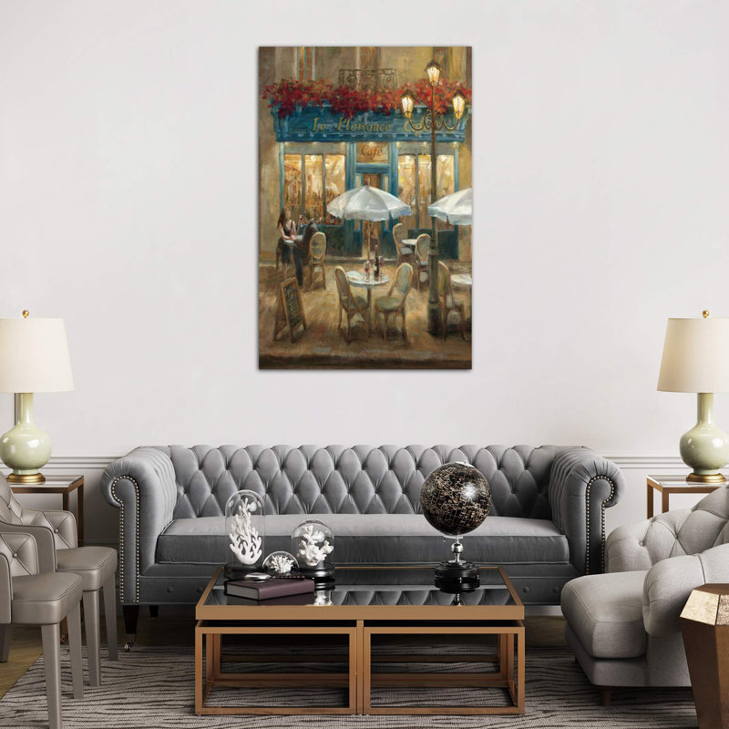 Paris Cafe I Crop by Danhui Nai - Painting on Canvas, 20.32 cm H x 30.48 cm W, Wrapped Canvas