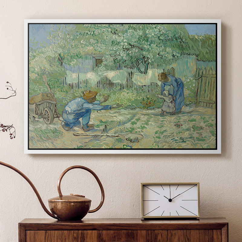 Premiers pas après le millet, 1890 - Vincent van Gogh, toile tendue avec châssis, 16 x 24, Blanc