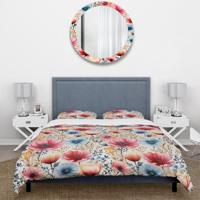Ensemble de housse de couette multicolore Watercolor Wonderland, Housse de couette pour très grand lit et 2 très