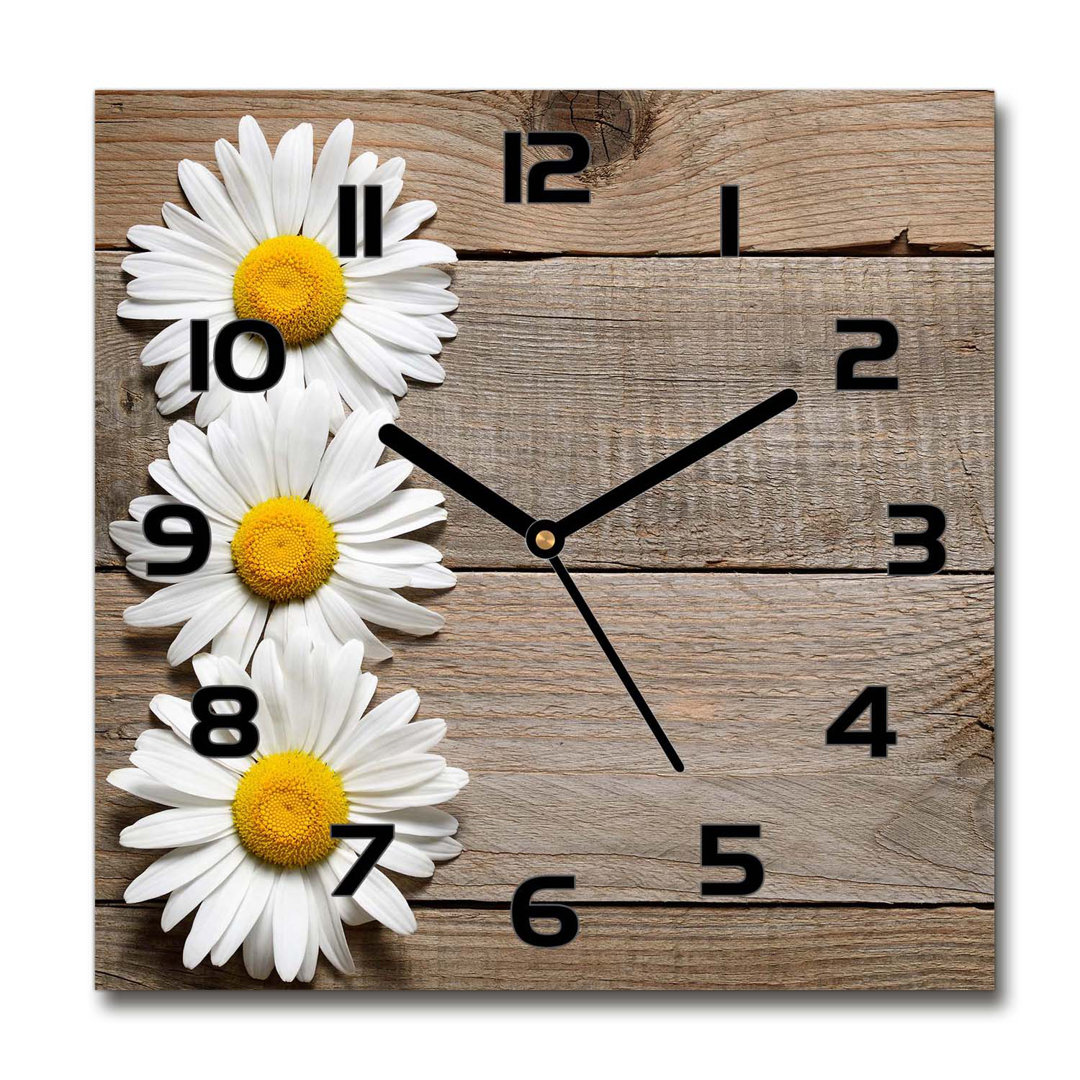 Analoge Wanduhr Daisies Wood 60 cm Geräuschlos