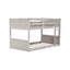 Lit simple au-dessus d'un lit superposé blanc antique, tête de lit à panneaux et bois d'hévéa massif, contreplaqué de bois encastré, confortable pour les dormeurs