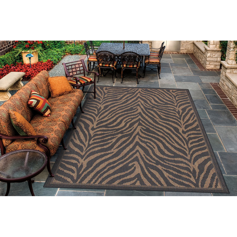 Newingham Animal Print Black Cocoa Indoor Outdoor Area Rug, Rectangle 5'10" x 9'2"