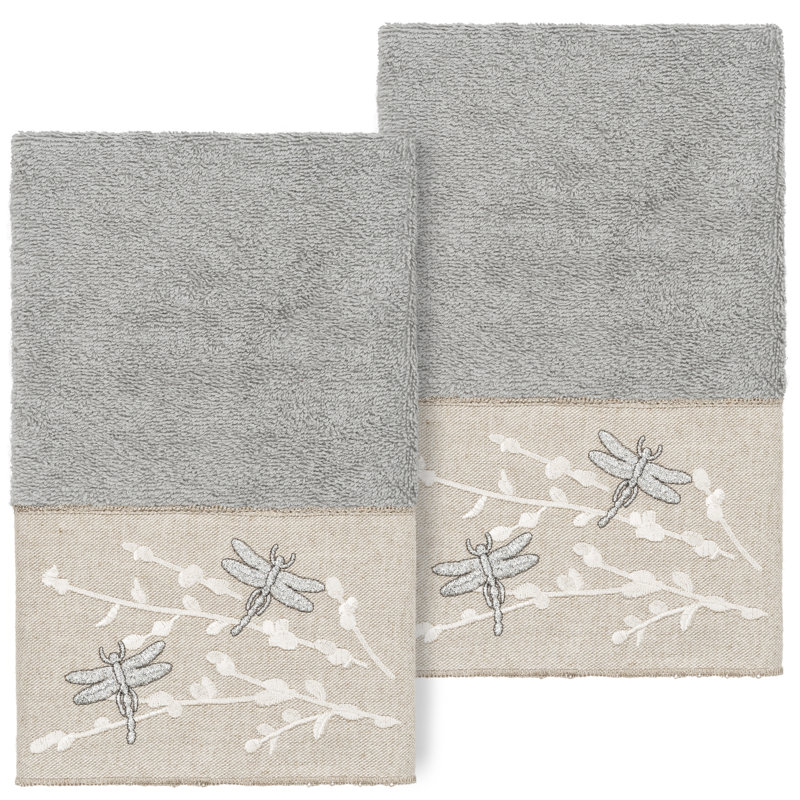 Ensemble de serviettes en coton turc 2 pièces Braelyn, Gris clair