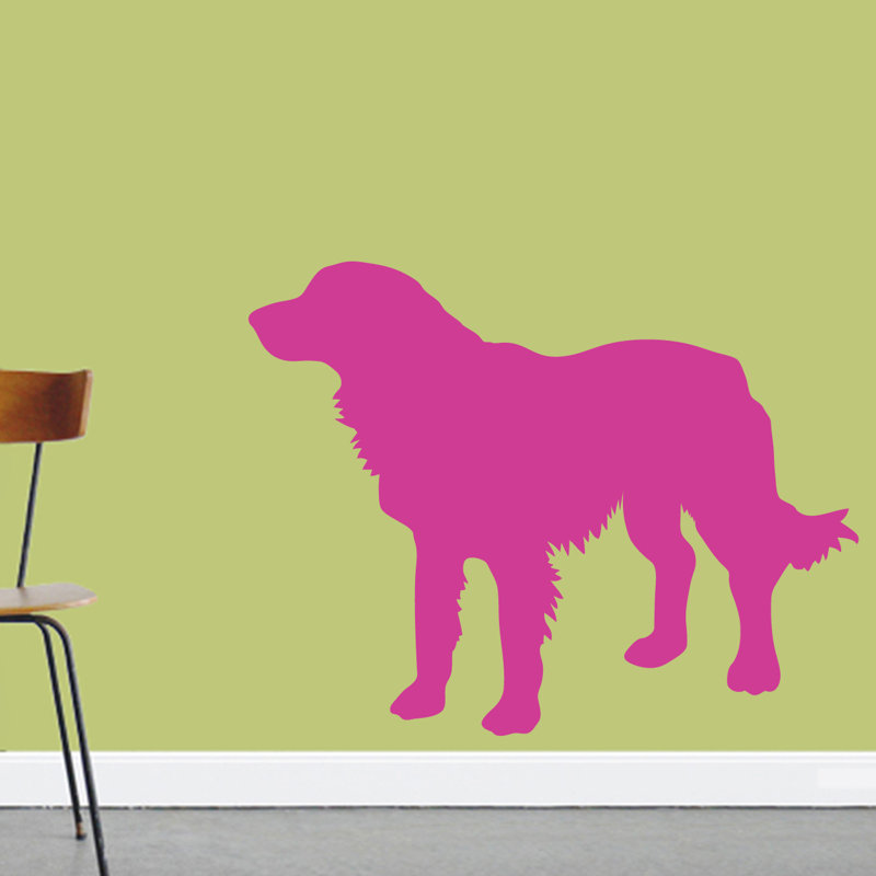 Décalcomanie murale silhouette de golden retriever Turnbow, Rose vif