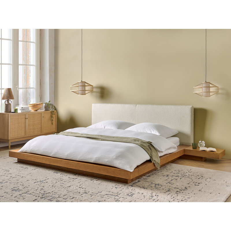 Ronish Upholstered Bed, Light Brown/White, Super King (6')