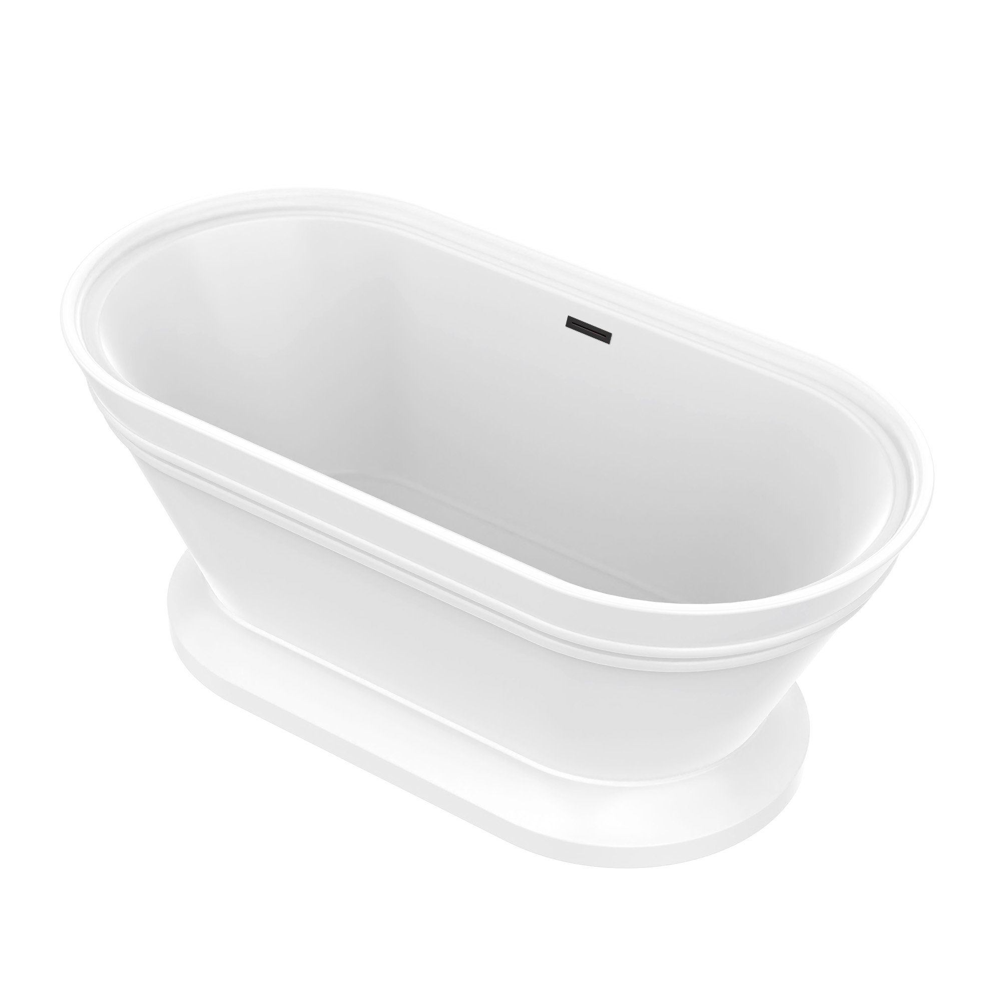 59" x 30" Freestanding Soaking Acrylic Bathtub, White/Matte Black