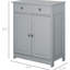 Armoire de salle de bain en gris, 2 portes et tiroirs avec tablette réglable, rangement autoportant, matériau, eau, espace supplémentaire pour les serviettes