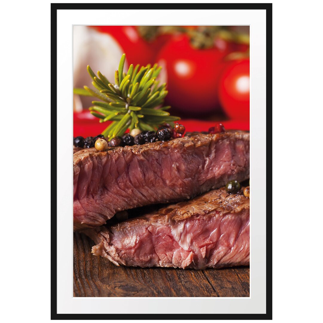 Gerahmtes Poster Saftiges Pfeffer Steak