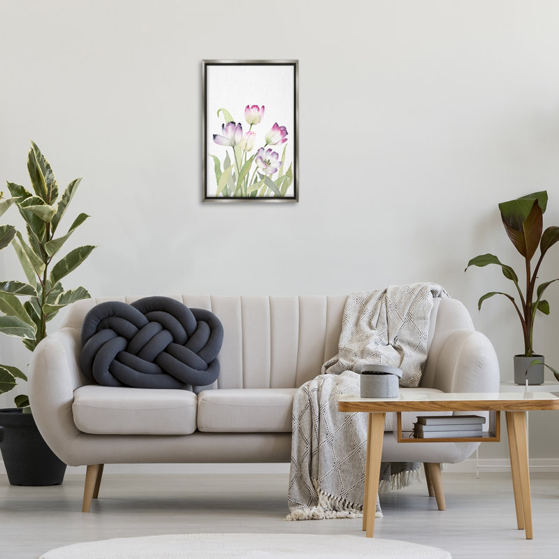 Fresh Garden Tulips Grey Framed Floater Canvas by Lanie Loreth, Grey, 25" H x 17" W