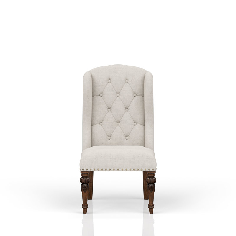 Chaise de salle à manger avec aile rembourrée de couleur grise et stable