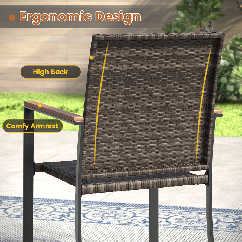 8-Person Outdoor Round Patio Dining Set with 63" Dining Table and 8 Stackable PE Wicker Chairs, Light Gray