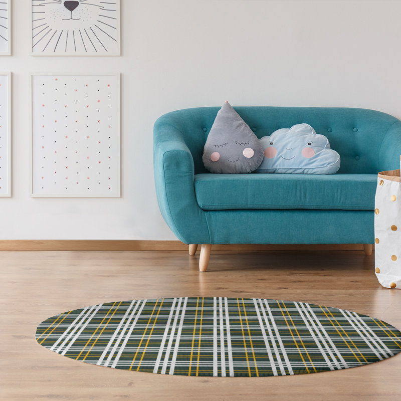 Tapis écossais vert, Rond 5 pi