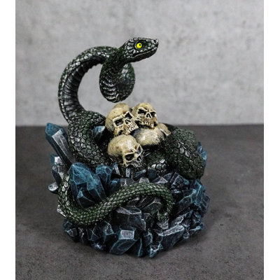 Coiled Attacking Snake On Mound Of Skulls At Crystal Rock Quarry Figurine