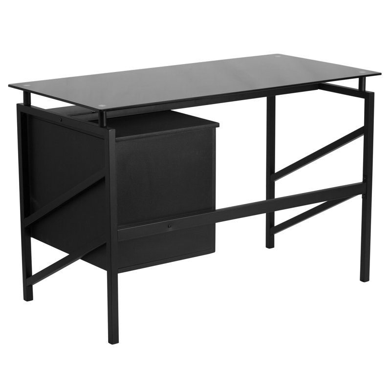 Glass Desk with Two Drawer Pedestal