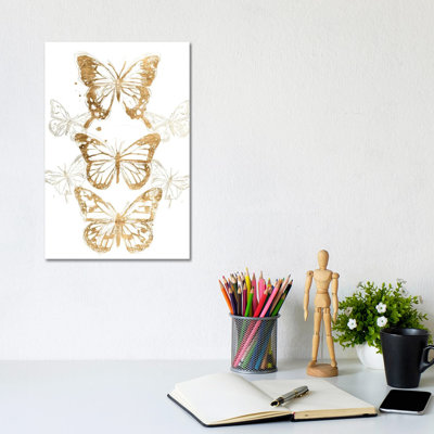 Gold Butterfly Contours I by June Erica Vess - Wrapped Canvas Print