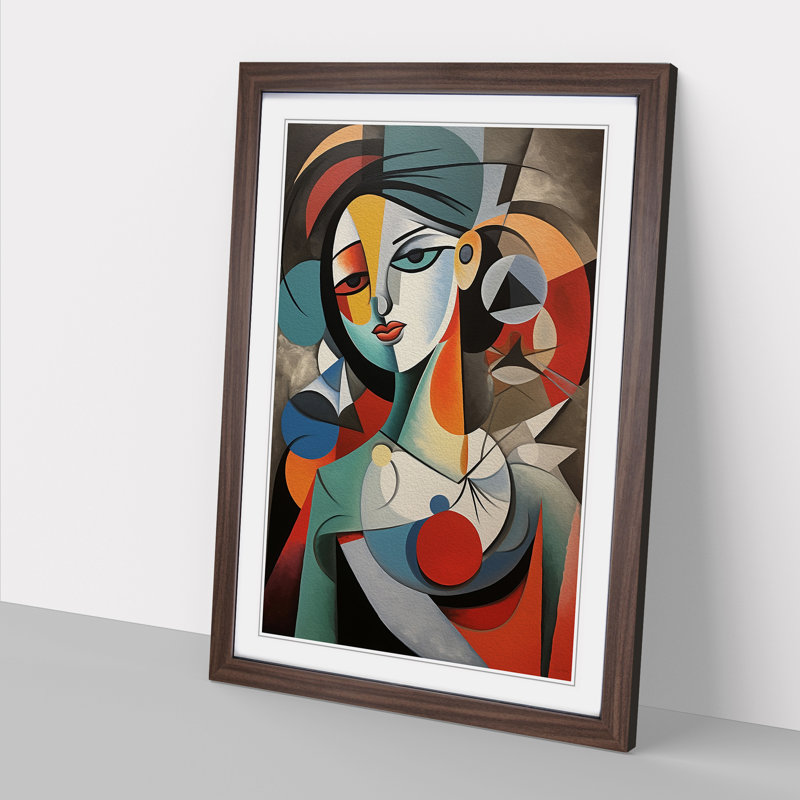 Pablo Picasso Hard Edge Painting - Single Picture Frame Print on Wood, Walnut Framed, 46cm H x 34cm W x 2cm D