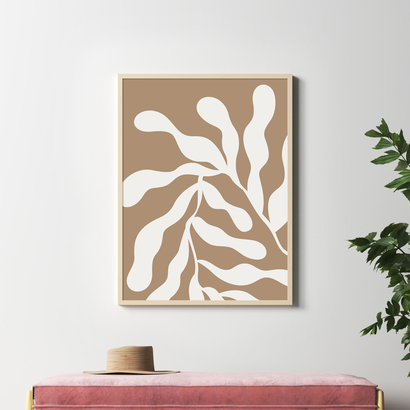 Erminia "Retro Matisse Botanical 1" Print, Brown, 41" H x 31" W x 1" D