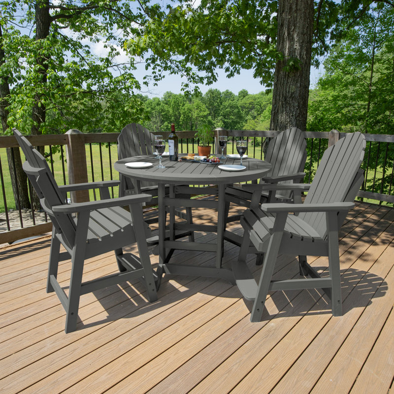 Anette 4-Person 48" Round, Counter-Height Dining Set, Coastal Teak