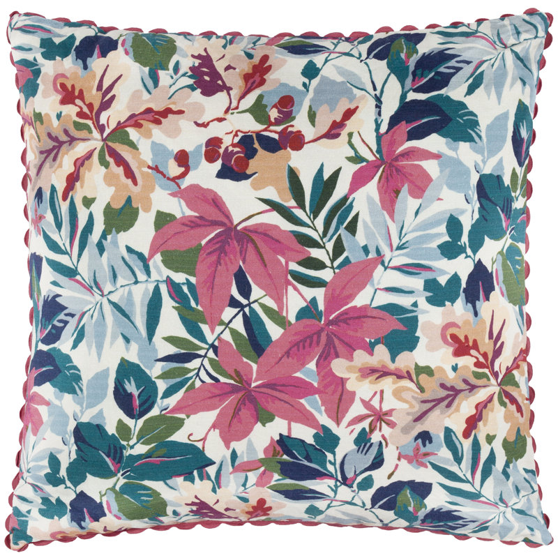 Robins Wood Down Blend Floral Red Square Throw Cushion