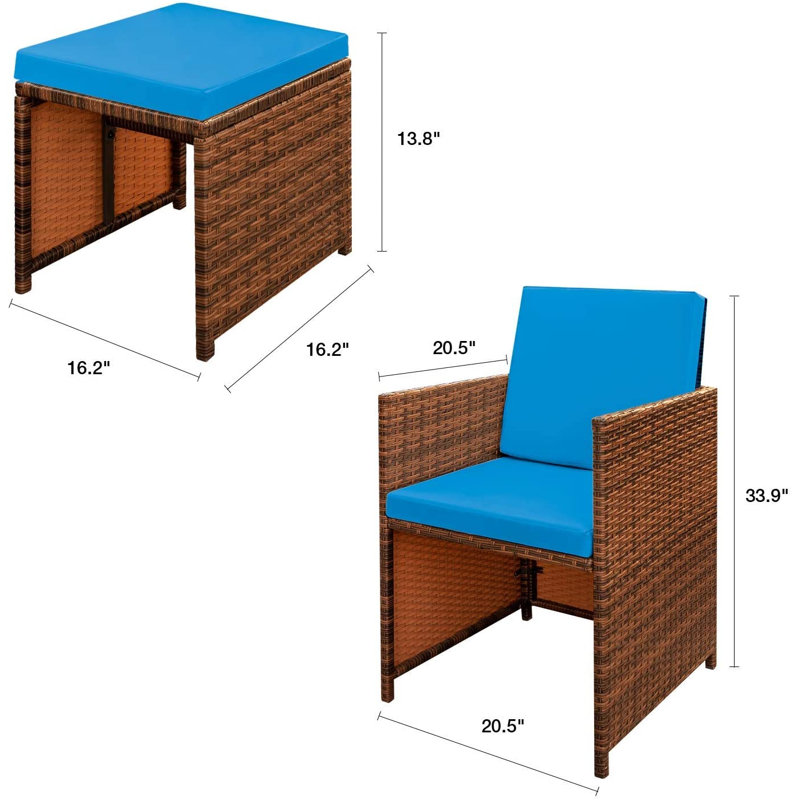 Fransje 2 - Person Patio Conversation Set with Cushions, Blue