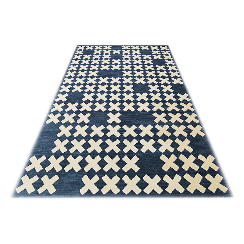 System Geometric Wool Hand Woven Area Rug, Rectangle 122 x 183cm