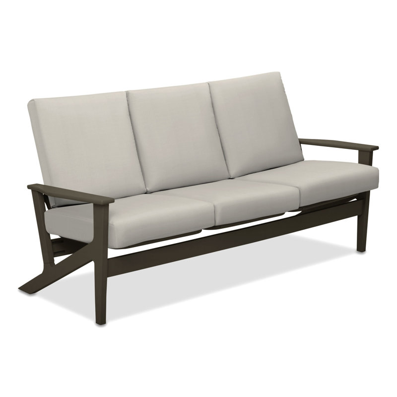 Chrisa 74.5'' Wide Patio Sofa with Cushions, Salt, Beachwood