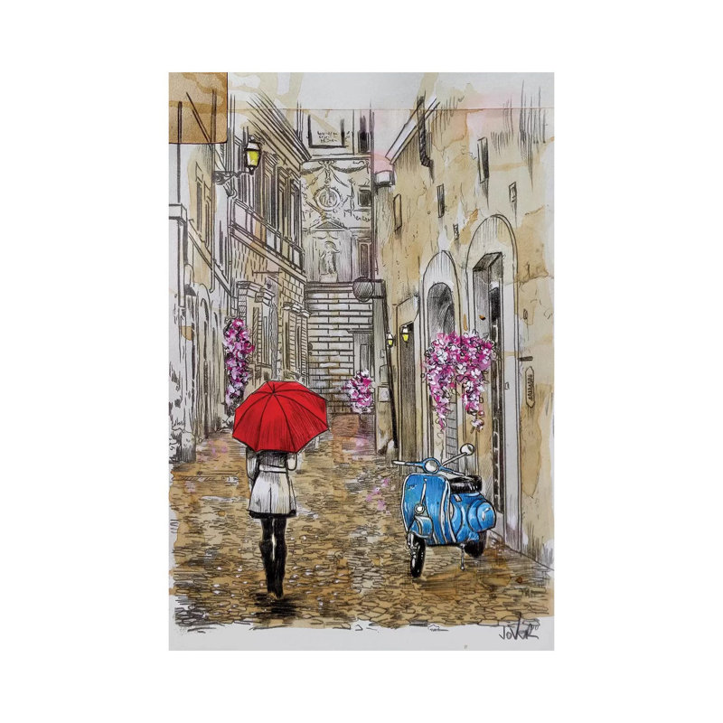 Little Blue Scooter 1 Piece Wrapped Canvas Painting, 101.6 cm H x 66.04 cm W x 1.91 cm D
