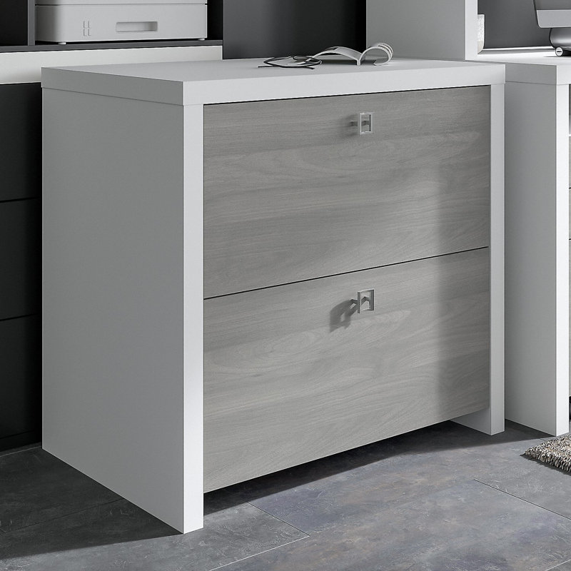 Echo 2 -Drawer File Cabinet, Pure White/Modern Gray