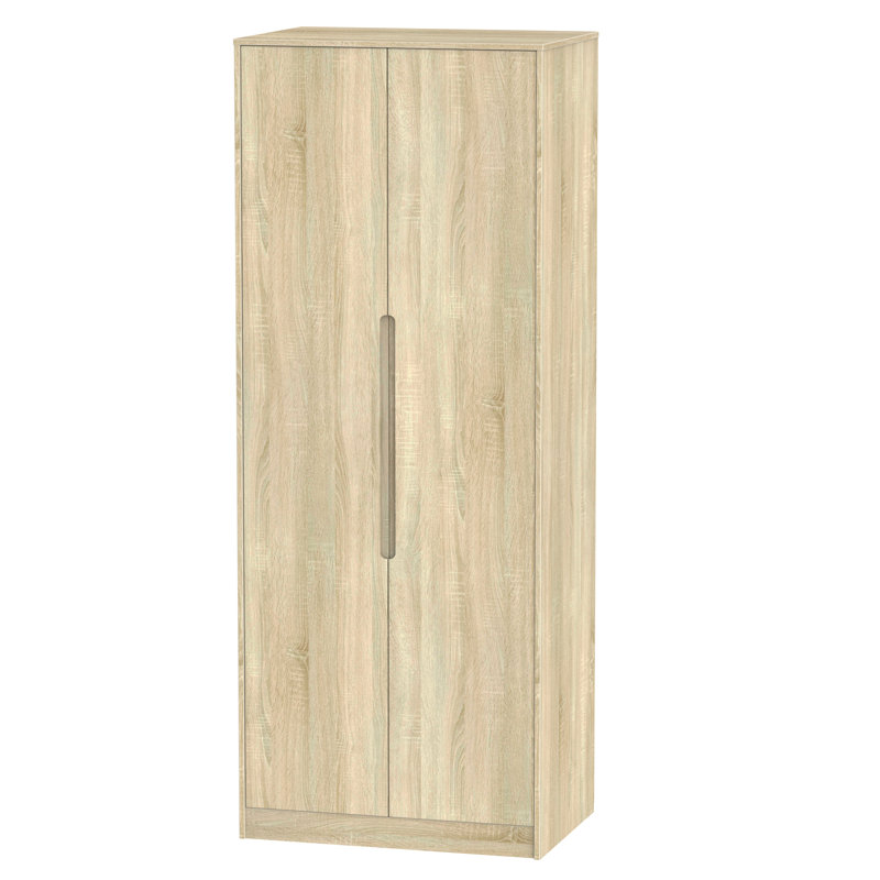 Vernon 2 Door Manufactured Wood Wardrobe, Bardolino Oak/Bardolino Oak, Basic, H197 x W74 x D53cm