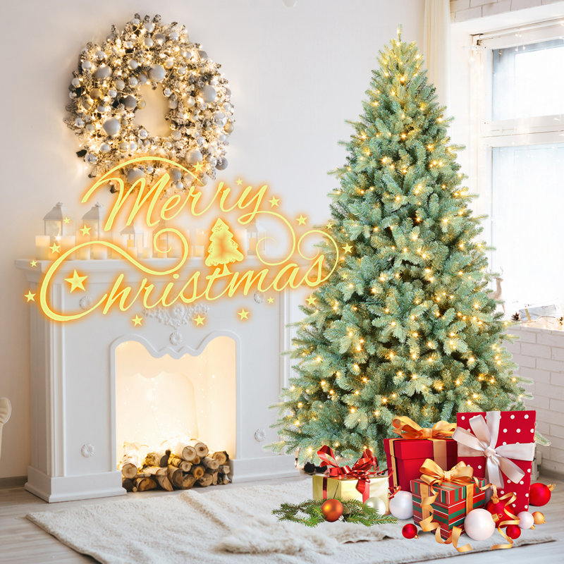 Arbre de Noël 6 pi avec 350 lumières DEL blanc chaud, 6'