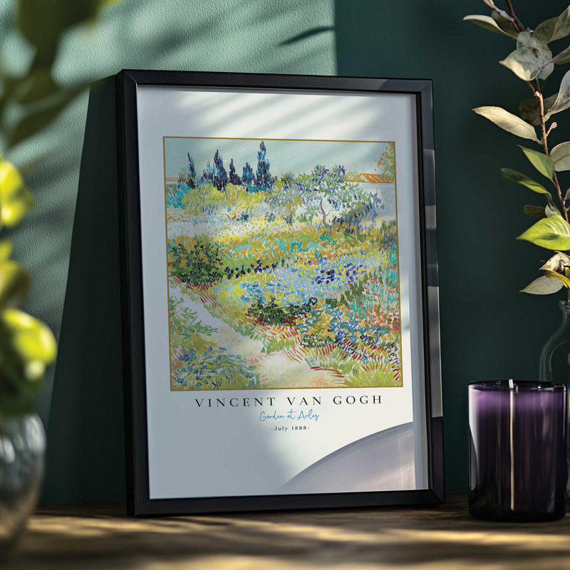 «Van Gogh's Garden at Arles v3», reproduction dans un cadre blanc, 14 po x 11 po, H 17,25 po x l 13,25 po, Or poli