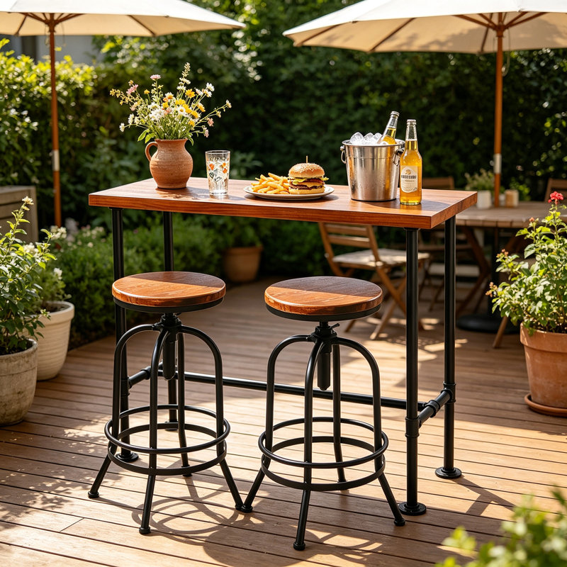 Joanah Pine Solid Wood Top Four Leg Base Dining Set, 3