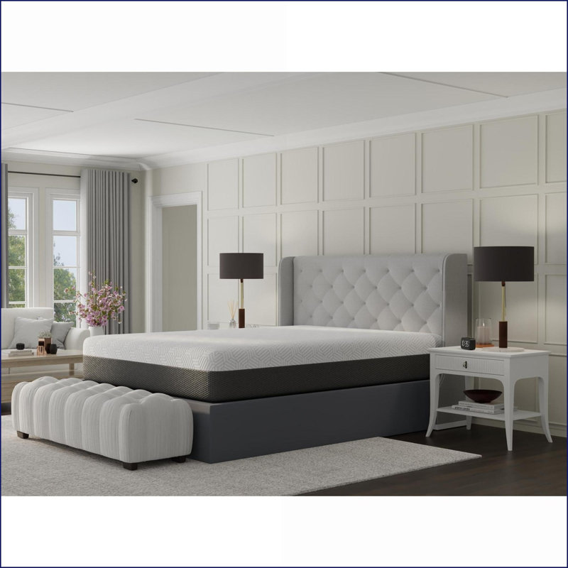Mattresses | 12" Plush Twin XL Mattress with Phase Change Cooling Fabric, I-Gel Memory Foam | Foam | White+Light Gray