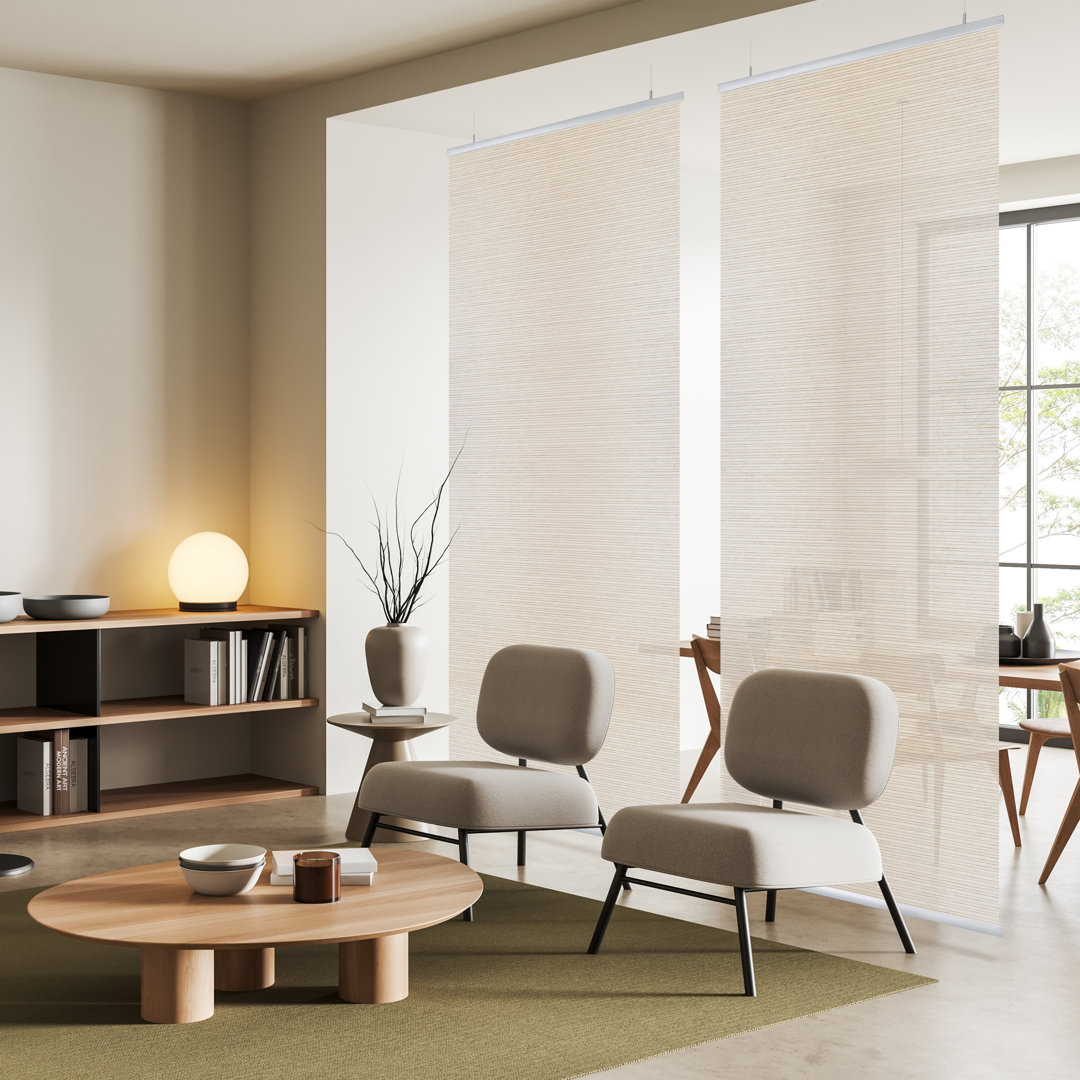 Agris 36''W x 96''H, Hanging Room Divider, Sheer Semi Privacy Screen, Ceiling Suspension Panel, Natural Woven, Pack of 2 Symple Stuff 